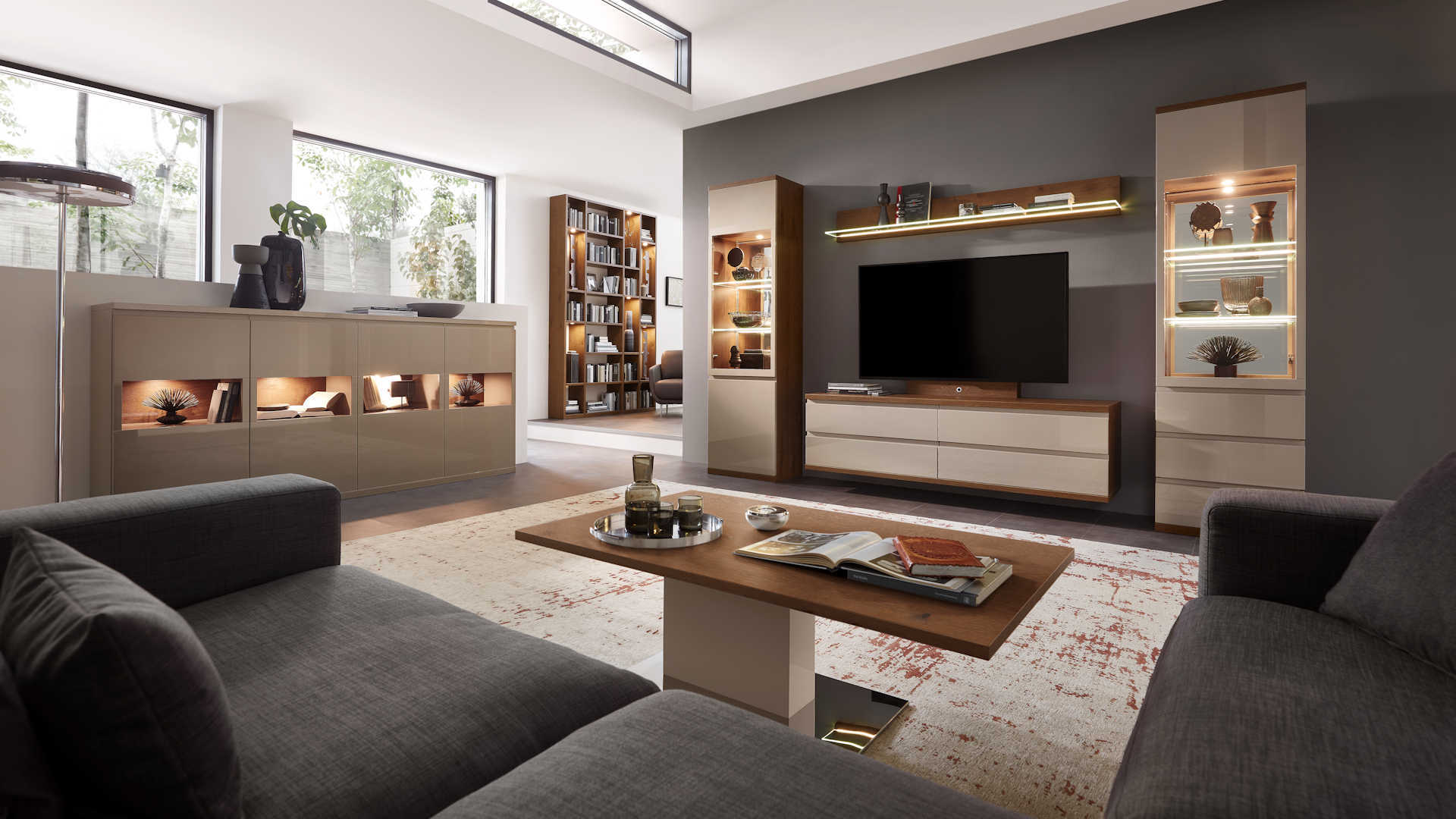 Wohnwand Z22563 - Lackfront mit Holzkorpus