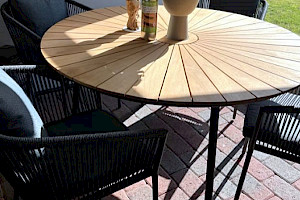 Gartentisch Set inklusive Stühle Teak massiv/ Alu