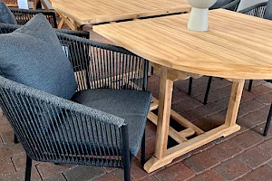 Gartentisch ausziehbar Teak massiv inklusive Stühl