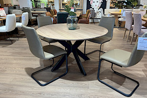 Massivholz-Esstisch rund LN 2096 Eiche bianco