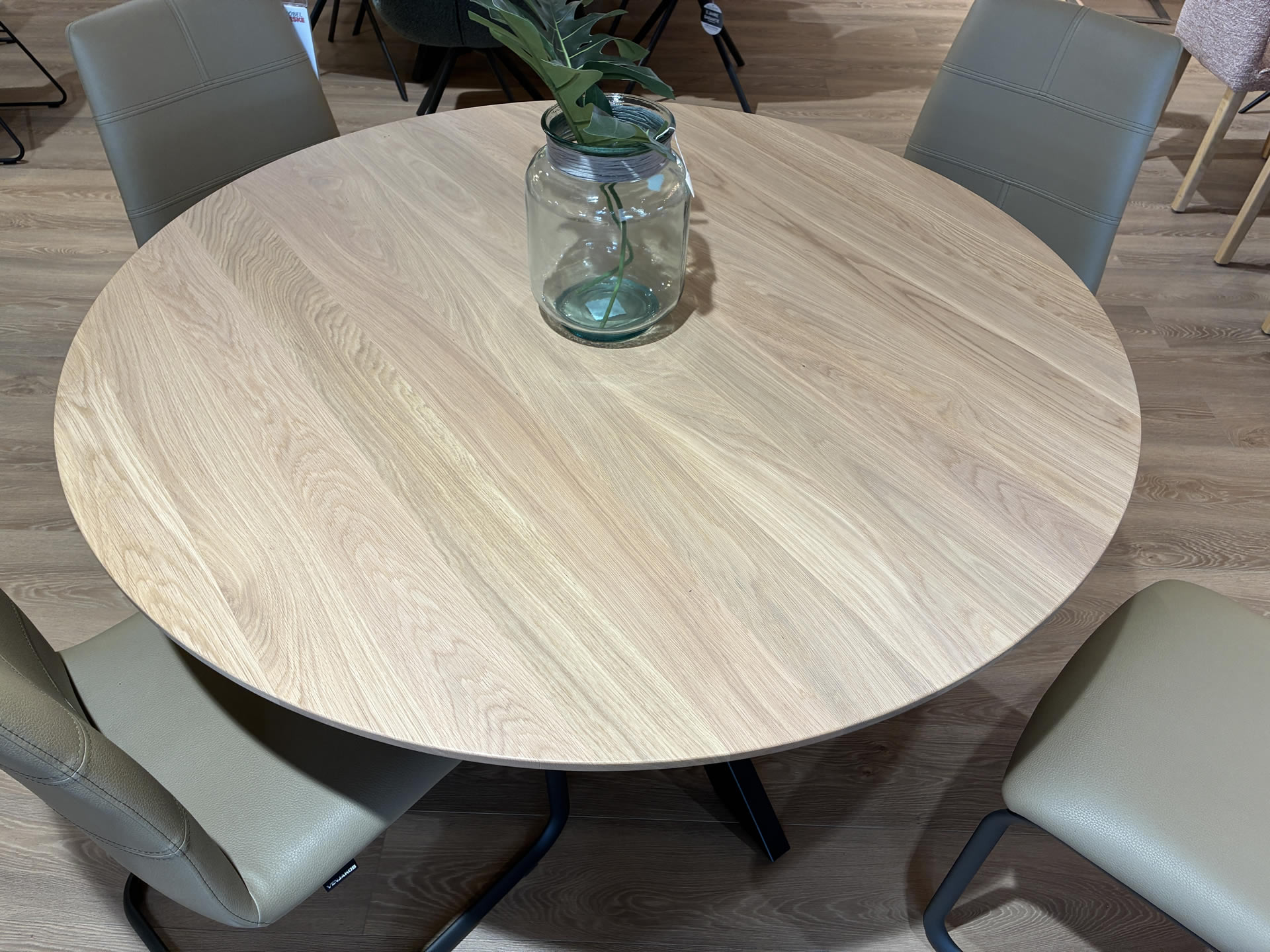 Massivholz-Esstisch rund LN 2096 Eiche bianco