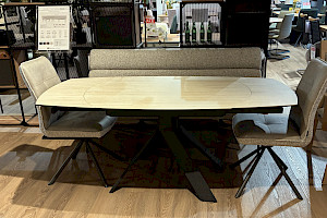 Auszieh-Esstisch mit Keramikplatte Travertin